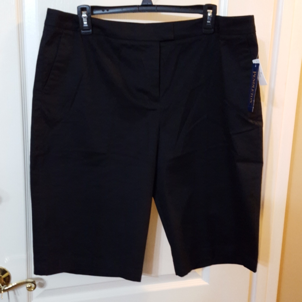 Pendleton Classic Black Bermuda Stretch Shorts pockets New  size 16 MSRP $70…